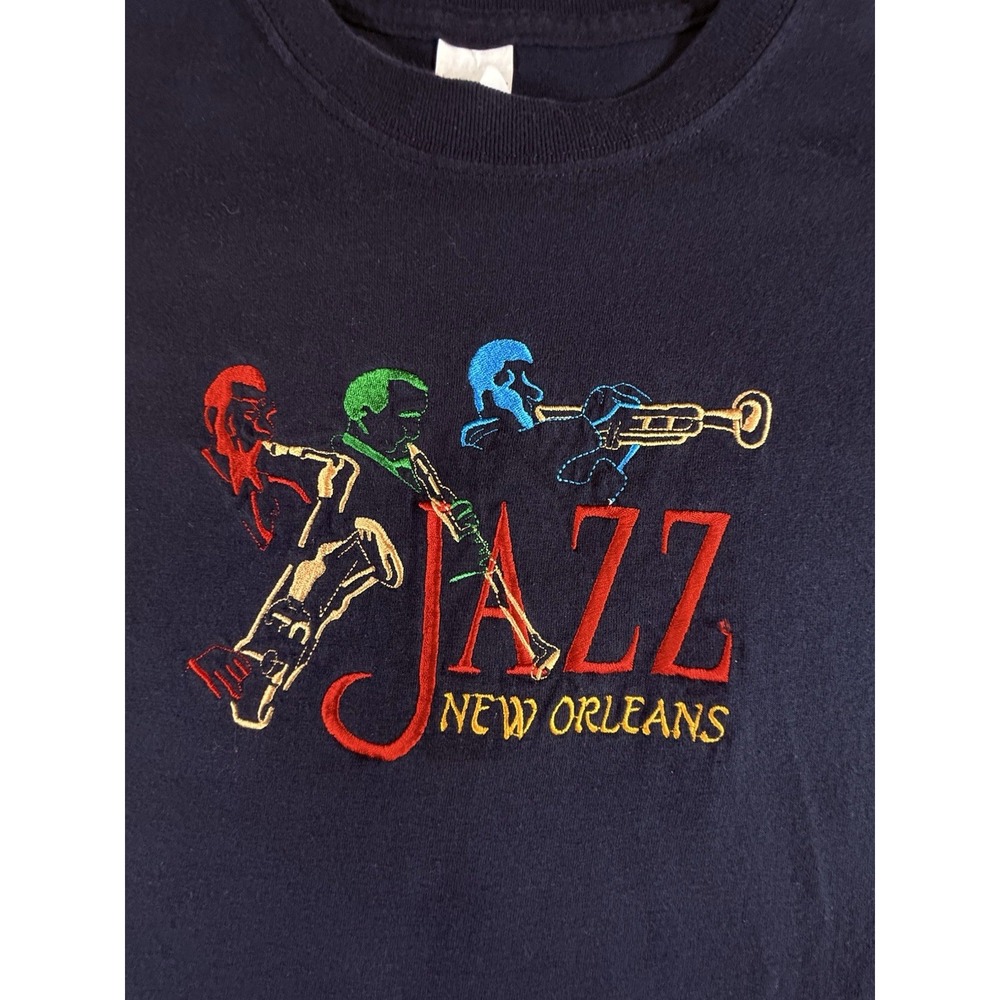 Vintage Jazz New Orleans Men's Embroidered T Shirt Size L